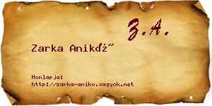 Zarka Anikó névjegykártya