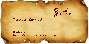 Zarka Anikó névjegykártya